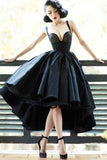 High Low Black Dress Vintage Homecoming Dresses Short Prom Dress  PD387