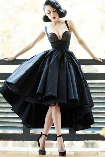 High Low Black Dress Vintage Homecoming Dresses Short Prom Dress US14 / Black High Low Black Dress Vintage Homecoming Dresses Short Prom Dress US14 / Black