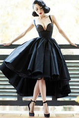vintage homecoming dresses under 100 High Low Black Dress Short Prom Dress US14 / Black Black formal gown