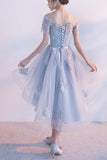 High Low Homecoming Dress Off-the-shoulder Tulle Short Prom Dress PD355 - Pgmdress