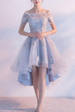 High Low Homecoming Dress Off-the-shoulder Tulle Short Prom Dress  PD355