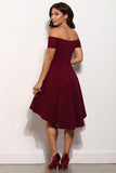 High Low Off The Shoulder Burgundy Short Prom Dress Homecoming Dress PD132 - Pgmdress