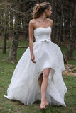 High Low Sweetheart Sleeveless Organza Applique Wedding Dress WD150