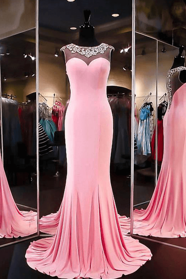 High Quality A-line Mermaid Satin Pink Long Prom Dress Evening Dress PG297 - Pgmdress
