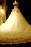High Quality Floor-length V-neck Beading Chapel Train Wedding Dresses WD068 - Pgmdress