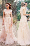 High Quality V-neck Sleeveless Floor-Length Wedding Dress with Lace WD015 - Pgmdress