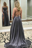 High Slit Spaghetti straps Royal Blue Long Prom/Evening Dresses PG750 - Pgmdress