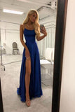 High Slit Spaghetti straps Royal Blue Long Prom/Evening Dresses PG750 - Pgmdress