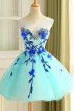 Homecoming Dress Beautiful Hand-Made Flower Short Prom Dress Party Dress PD364 - Pgmdress