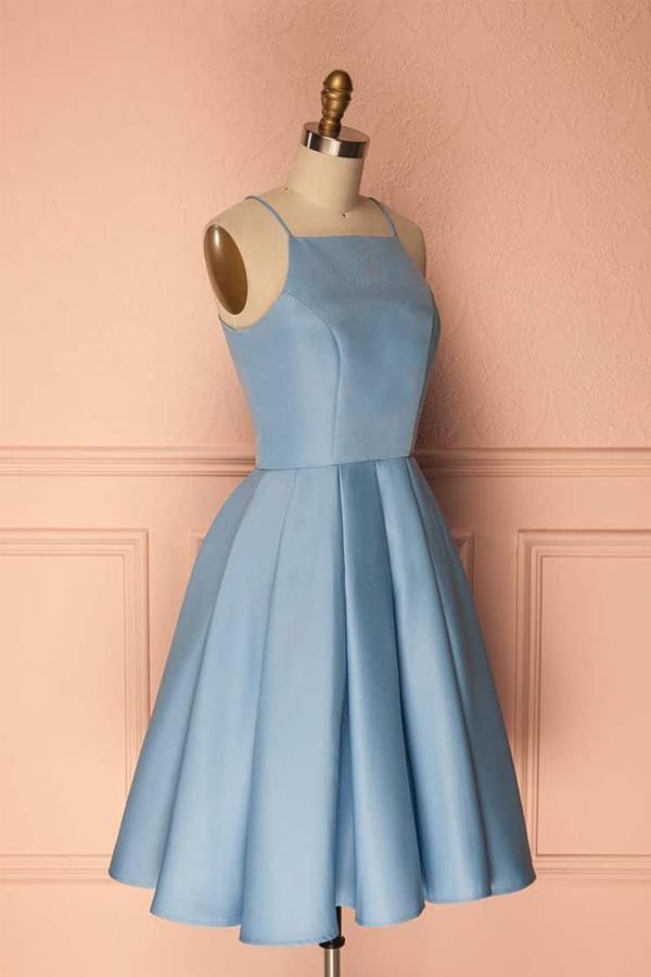 Homecoming Dress Blue Halter Sleeveless Short Prom Dress Party Dress PD369 - Pgmdress