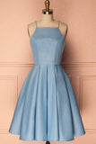 Homecoming Dress Blue Halter Sleeveless Short Prom Dress Party Dress PD369 - Pgmdress