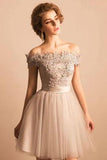 Homecoming Dress Off-the-shoulder Lace Short Prom Dress Party Dress PD352 - Pgmdress