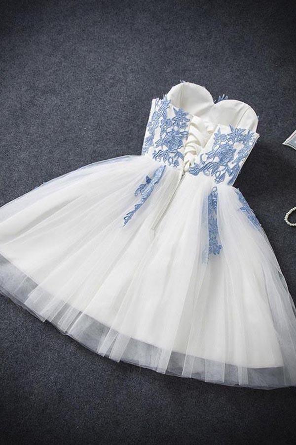 A-line Floor-length Deep V-neck Appliques Backless Long Prom Dresses, PD0106