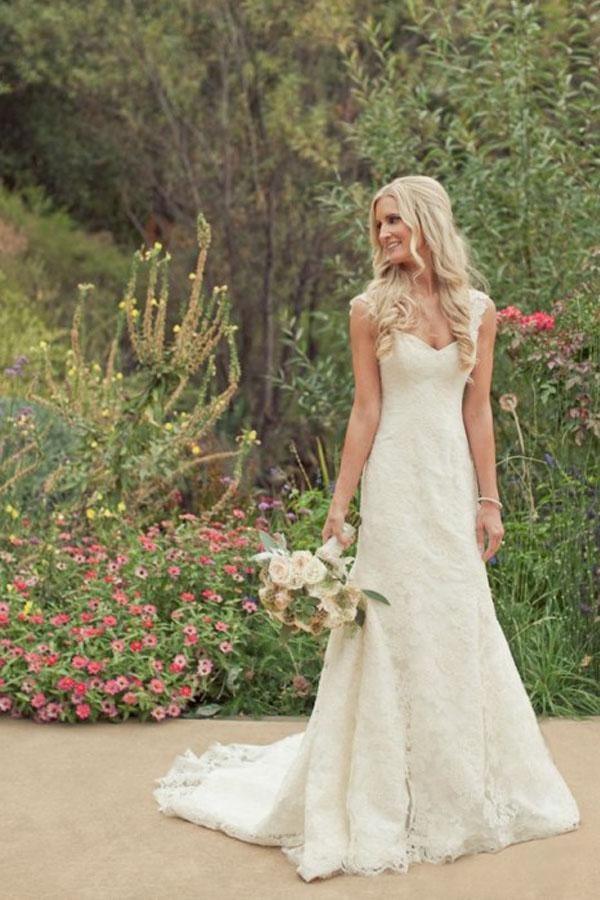 Hot Sale Trumpet/Mermaid Court Train Lace Country Wedding Dress WD138 - Pgmdress