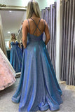 Hot Sexy A Line Spaghetti Straps Blue Long Prom/Evening Dresses PSK187 - Pgmdress
