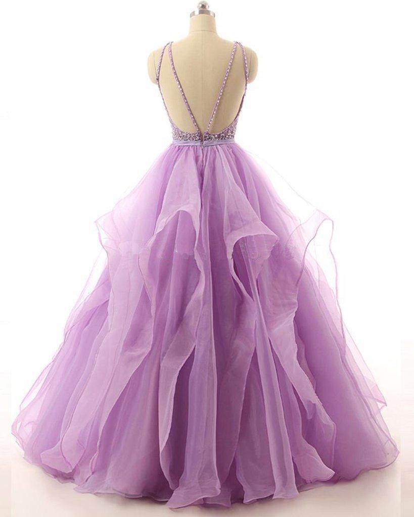 Illusion A-line Organza Evening Prom Dresses With Beading  PG574- Pgmdress