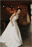 Illusion And Lace Halter Neck A-line Wedding Dress With Sweep Train WD540 - Pgmdress