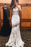 Illusion Mermaid Neckline Sheath Lace Wedding Dress WD283 - Pgmdress