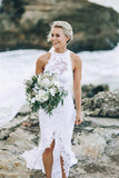 Illusion Neckline Split Sweep Train Wedding Dress Open Back Bridal Gown  WD471