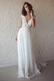 Ivory Cap Sleeve See Through Wedding Dresses Beach Bridal Dress  WD332