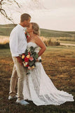 Ivory Lace Beach Wedding Dresses Sweetheart Neck Wedding Dresses WD335 - Pgmdress