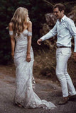 Ivory Lace Beach Wedding Dresses Sweetheart Neck Wedding Dresses WD335 - Pgmdress