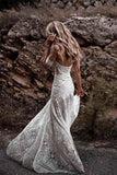 Ivory Lace Beach Wedding Dresses Sweetheart Neck Wedding Dresses WD335 - Pgmdress