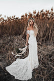 Ivory Mermaid Lace Wedding Dresses Neckline Beach Wedding Dress WD288 - Pgmdress