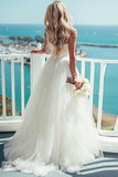 Ivory Tulle Destination Sweetheart Spaghetti Strap Wedding Dress WD082 - Pgmdress