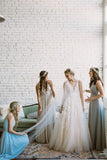 Lace Applique Ivory Wedding Dresses V Neck Beach Wedding Dress WD292 - Pgmdress