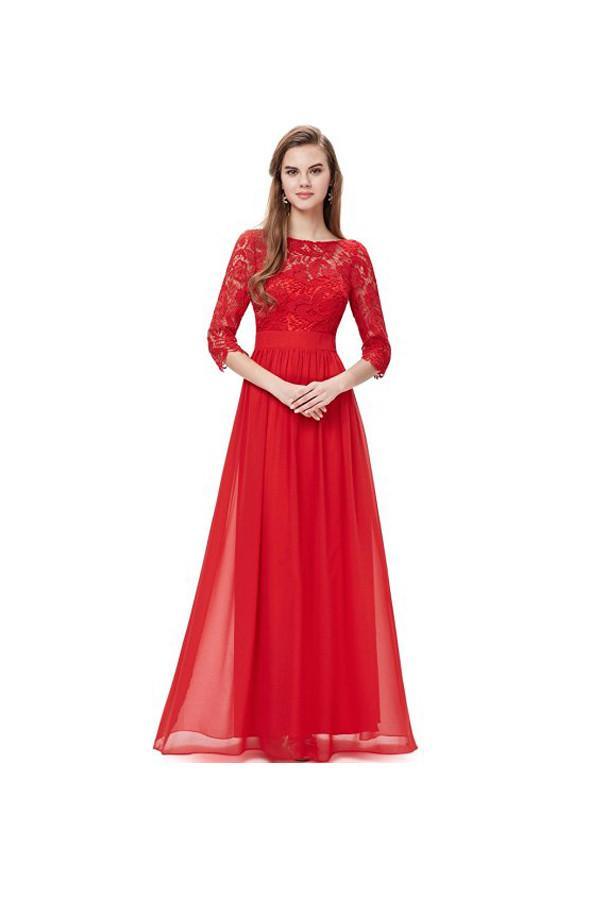 Lace Long Sleeve Floor Length Evening Dress Prom Dress PG271 - Pgmdress