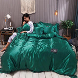 Lace Pure Satin Silk Bedding Set Adult Luxury Duvet Covers With Pillowcase Single Double Queen King Bed Sheet Bedclothes White - Pgmdress