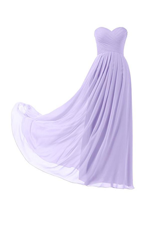 Lilac Chiffon Bridesmaid Dress Floor Length Prom Evening Gown BD005 - Pgmdress