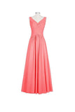 Long Chiffon Straps V-neck Bridesmaid Dresses BD013