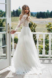 Long Sleeve Ivory Tulle See Through Backless Wedding Dresses WD302 - Pgmdress