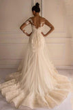 Long Sleeves Appliques Button Floor-Length Mermaid Wedding Dress WD151 - Pgmdress