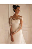 Long Sleeves Appliques Button Floor-Length Mermaid Wedding Dress WD151 - Pgmdress