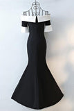 Mermaid Black And White Off Shoulder Long Prom Dress PG696 - Pgmdress