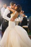 Mermaid Boat Neck Court Train Ivory Tulle Wedding Dress WD156 - Pgmdress