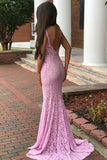 Mermaid Deep V-Neck Floor Length Lace Prom Dresses with Beading PG450 - Pgmdress