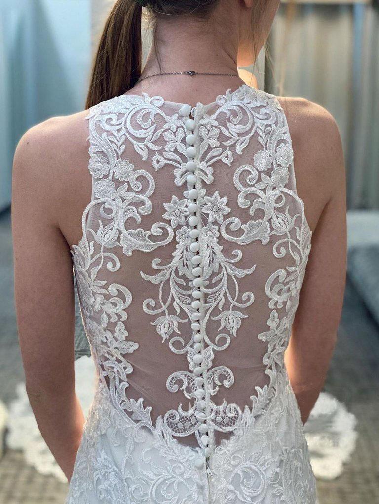 Mermaid Lace Wedding Gown With Semi-Cathedral Train Racer Back Wedding Dress WD492 - Pgmdress