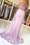 Mermaid Off Shoulder Lavender Prom Dress with Beaded Appliques Train PG756 - Pgmdress