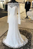 Mermaid Off-the-Shoulder Lace Wedding Dress with Long Sleeves WD248 - Pgmdress