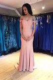 Mermaid Off-the-Shoulder Sweep Train Pink Prom/Evening Dress  PG981
