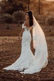 Mermaid Off-the-shoulder Tull Applique Amazing Rustic Wedding Dress WD518 - Pgmdress