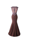 Mermaid Prom Dress Lace Appliques Sheer Back Bridesmaid Dress BD024 - Pgmdress