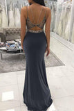 Mermaid Round Neck Floor-Length Grey Prom Dress with Beading PG676 - Pgmdress