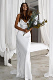 Mermaid Spaghetti Straps Backless Court Train White Wedding Dress WD450 - Pgmdress