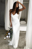 Mermaid Spaghetti Straps Backless Court Train White Wedding Dress WD450 - Pgmdress