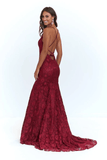 Mermaid Spaghetti Straps Burgundy Lace Backless Prom Dress PG470 - Pgmdress